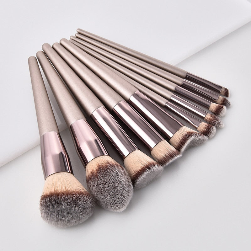 GlamChic™ 10-Piece Champagne Makeup Brush Set