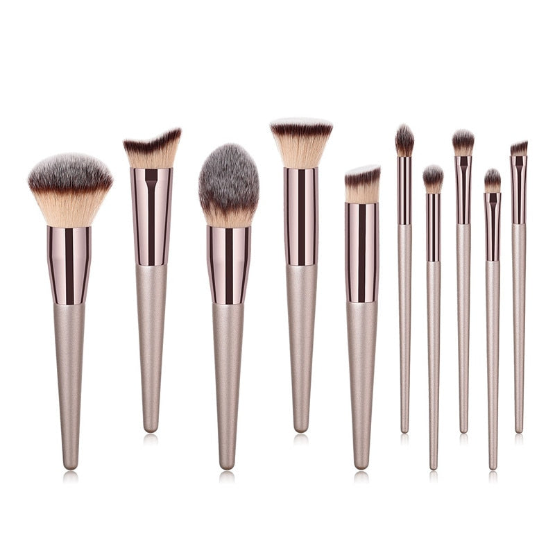 GlamChic™ 10-Piece Champagne Makeup Brush Set