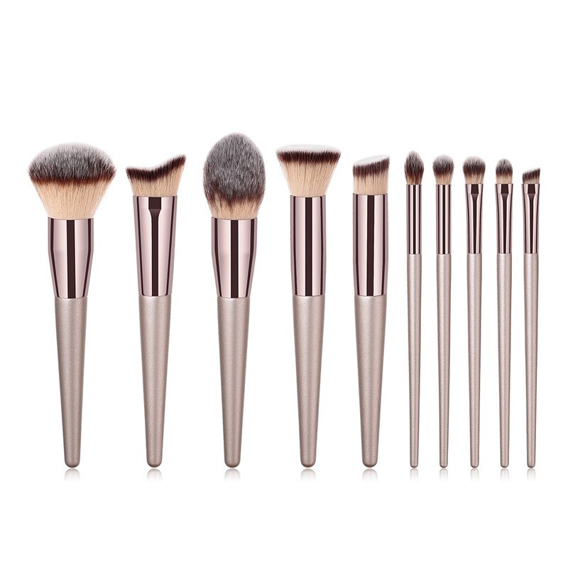 GlamChic™ 10-Piece Champagne Makeup Brush Set
