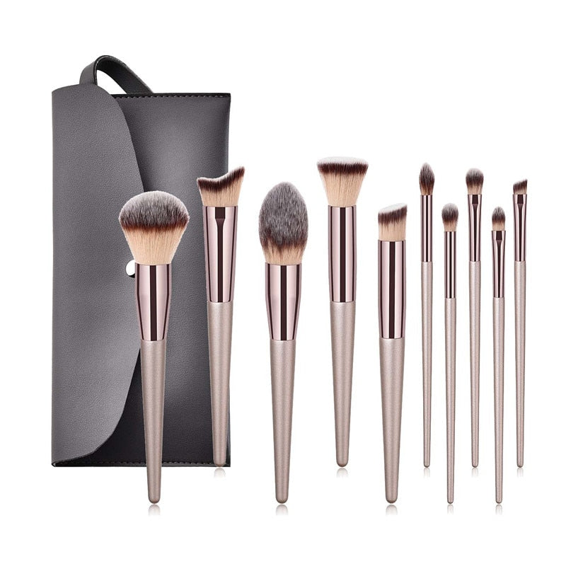 GlamChic™ 10-Piece Champagne Makeup Brush Set