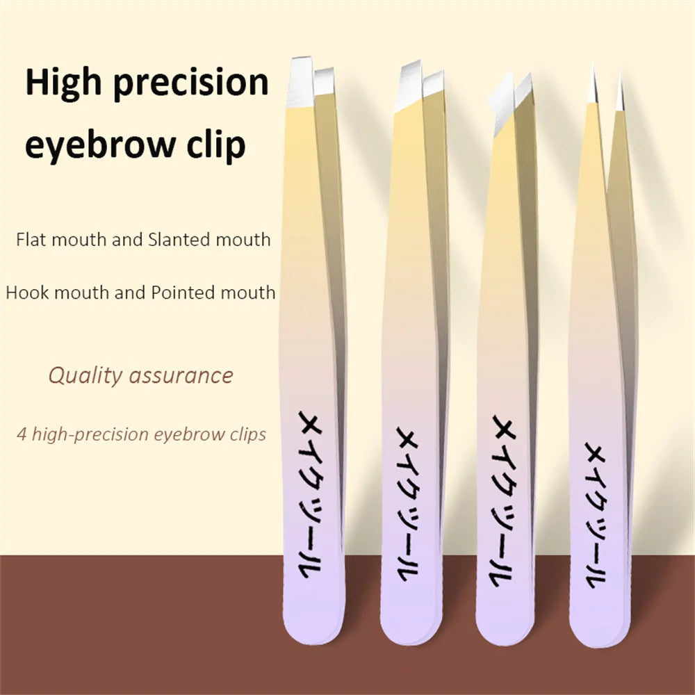 Eyebrow Tweezer Colorful Hair Beauty Fine Hairs Puller Stainless Steel